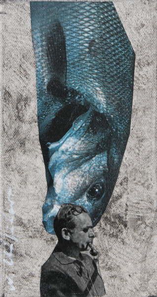 Коллажи под названием "Clouzot fish" - Atelier N N . Art Store By Nat, Подлинное произведение искусства, Декупаж