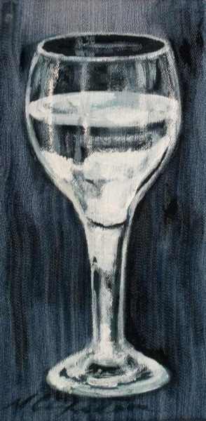Peinture intitulée "Verre d'eau sur pied" par Atelier N N . Art Store By Nat, Œuvre d'art originale, Huile