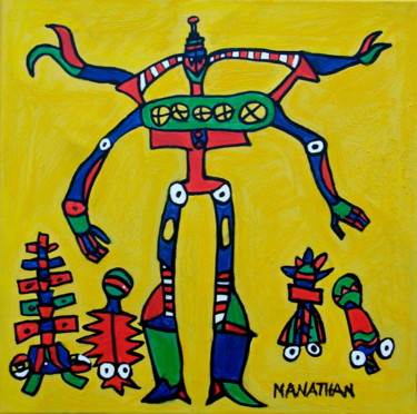 Painting titled "Robots" by Atelier N N . Art Store By Nat, Original Artwork, Acrylic
