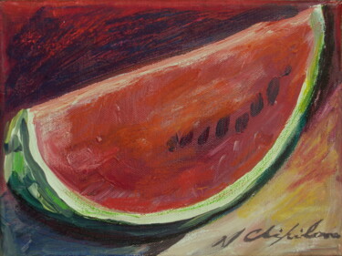 Peinture intitulée "Tranche de pastèque" par Atelier N N . Art Store By Nat, Œuvre d'art originale, Acrylique