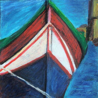 Painting titled "Barque maltaise 1" by Nathalia Chipilova, Original Artwork, Acrylic Mounted on Cardboard