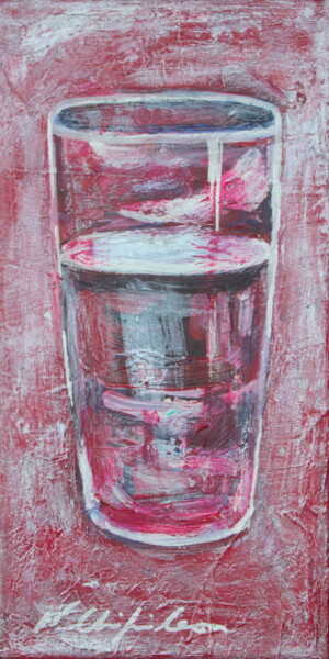 Painting titled "Verre mauve" by Atelier N N . Art Store By Nat, Original Artwork, Acrylic Mounted on Wood Stretcher frame