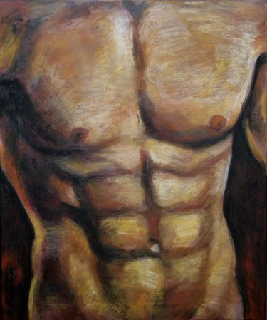 Painting titled "Chocolat men 1" by Atelier N N . Art Store By Nat, Original Artwork, Oil