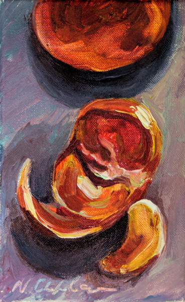 Peinture intitulée "Mandarine, tranches" par Atelier N N . Art Store By Nat, Œuvre d'art originale, Acrylique