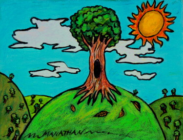 Painting titled "The Tree" by Atelier N N . Art Store By Nat, Original Artwork, Acrylic
