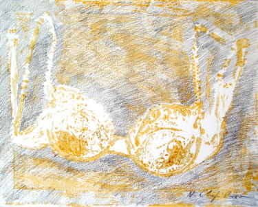 Pintura titulada "Soutien blanc or" por Atelier N N . Art Store By Nat, Obra de arte original, Acrílico