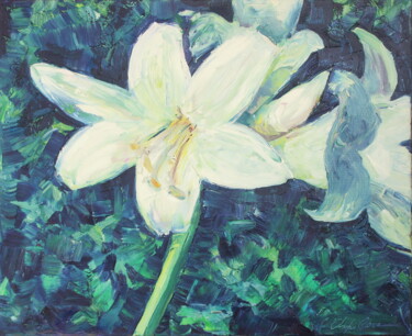 Peinture intitulée "Lys blanc 1" par Atelier N N . Art Store By Nat, Œuvre d'art originale, Huile Monté sur Châssis en bois
