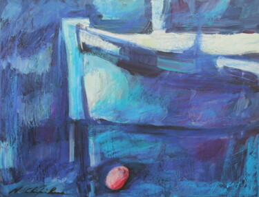 Painting titled "Pointu bleu 1" by Atelier N N . Art Store By Nat, Original Artwork, Acrylic