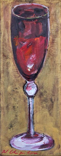 Painting titled "Verre rouge" by Nathalia Chipilova, Original Artwork, Acrylic