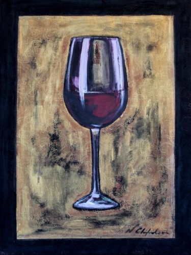 Peinture intitulée "Verre de vin rouge 1" par Atelier N N . Art Store By Nat, Œuvre d'art originale, Acrylique