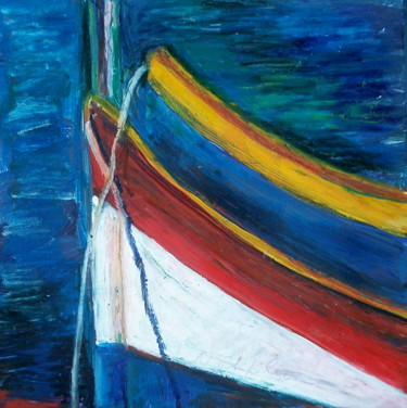 Peinture intitulée "Barque maltaise 2" par Atelier N N . Art Store By Nat, Œuvre d'art originale, Huile