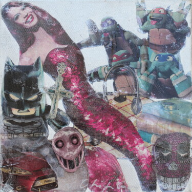 Collages titled "Fiesta" by Atelier N N . Art Store By Nat, Original Artwork, Collages Mounted on Wood Stretcher frame