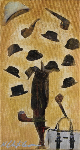 Collages intitolato "Magritte spirit" da Atelier N N . Art Store By Nat, Opera d'arte originale, Ritagli