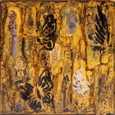 Collages titled "Spirit totem 1, 20x…" by Nathalia Chipilova, Original Artwork, Collages Mounted on Wood Stretcher frame