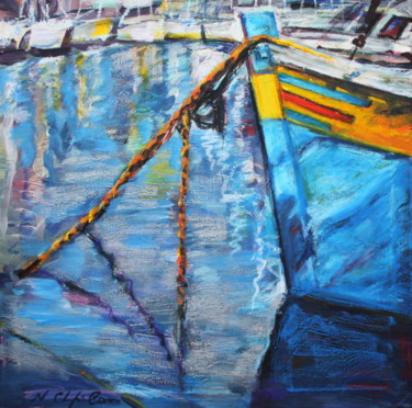 Painting titled "Port 1 (Fréjus)" by Nathalia Chipilova, Original Artwork, Acrylic