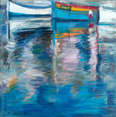 Painting titled "Port des Pointus 3" by Nathalia Chipilova, Original Artwork, Acrylic