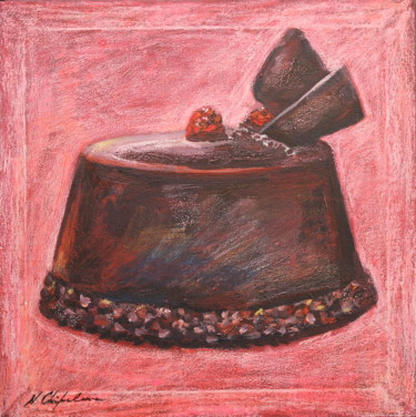Painting titled "Gateau au chocolat" by Atelier N N . Art Store By Nat, Original Artwork, Acrylic