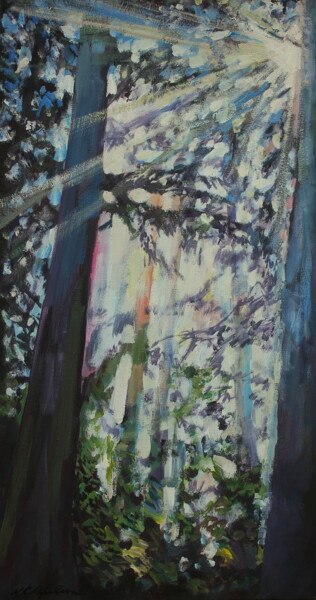 Painting titled "Forest Light" by Nathalia Chipilova, Original Artwork, Acrylic