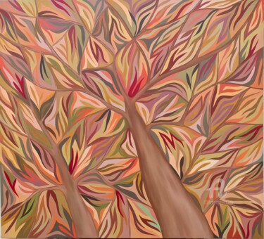 Pintura titulada "Vejo o outono chegar" por Rossana Mendes, Obra de arte original, Oleo Montado en Bastidor de camilla de ma…