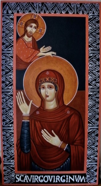 Painting titled "madonna-advocata.jp…" by Atelier Sancta Virgo Virginum, Original Artwork, Tempera