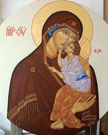 Peinture intitulée "Vierge de Tendresse…" par Atelier Sancta Virgo Virginum, Œuvre d'art originale