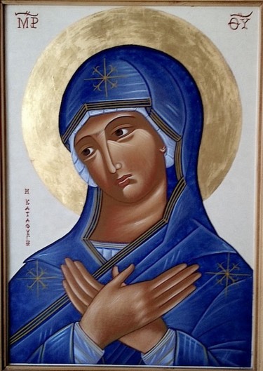 Schilderij getiteld "Vierge de Compassion" door Atelier Sancta Virgo Virginum, Origineel Kunstwerk