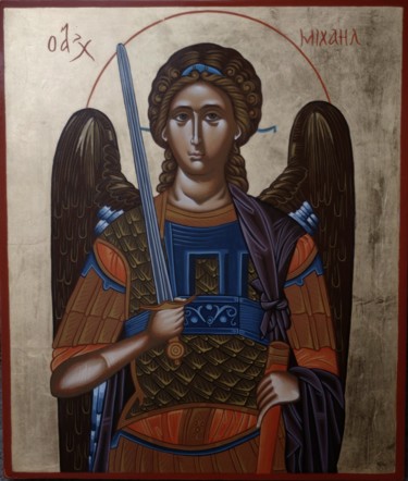 Painting titled "Saint Michel Archan…" by Atelier Sancta Virgo Virginum, Original Artwork