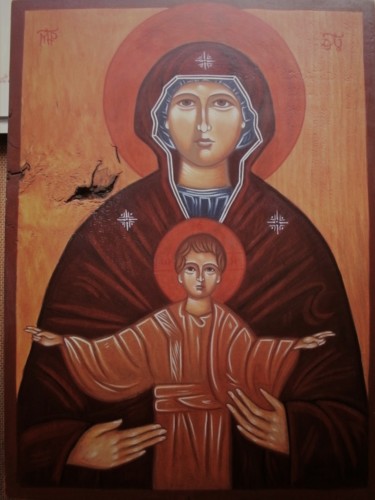 Painting titled "Vierge Marie, Sourc…" by Atelier Sancta Virgo Virginum, Original Artwork