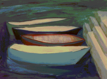 Malerei mit dem Titel "quatre-barques.jpg" von Jean Bernard Billard, Original-Kunstwerk