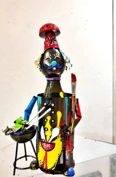 Sculpture intitulée "Barbu Mann" par Tess, Œuvre d'art originale, Acrylique