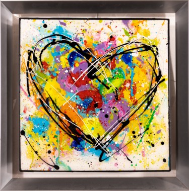 Peinture intitulée "Coeur Printemps" par Tess, Œuvre d'art originale, Acrylique