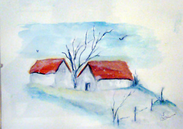 Malarstwo zatytułowany „lumière d'hiver” autorstwa Atelier Des Couleurs, Oryginalna praca, Akwarela