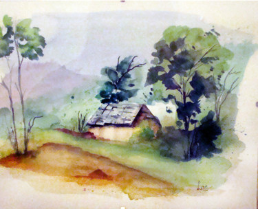 Painting titled "Aquarelle originale…" by Atelier Des Couleurs, Original Artwork, Watercolor