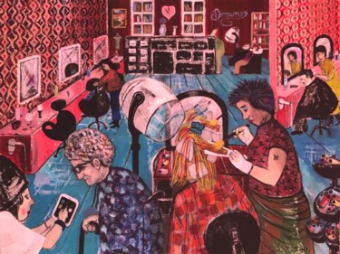 Картина под названием "Coiffure de salon" - Philippe Kaïkdjian, Подлинное произведение искусства, Акрил