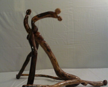 Escultura intitulada "Erotic African Wood…" por Ateplus, Obras de arte originais, Madeira
