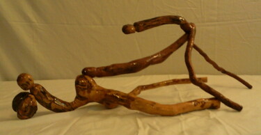 Escultura titulada "Erotic African Wood…" por Ateplus, Obra de arte original, Madera