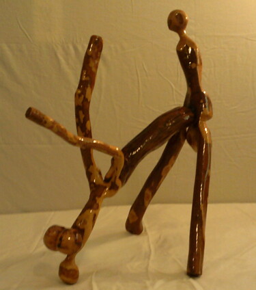 Sculptuur getiteld "Erotic African Wood…" door Ateplus, Origineel Kunstwerk, Hout