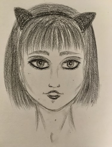 Drawing titled "Meow" by Ath, Original Artwork, Graphite