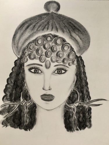Drawing titled "Salomé" by Ath, Original Artwork, Charcoal