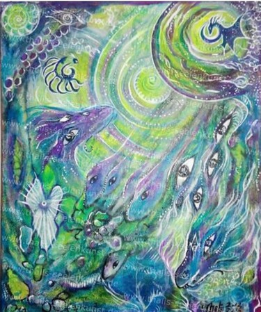Malerei mit dem Titel ""Drachen Unterwasse…" von Athalia Emich, Original-Kunstwerk