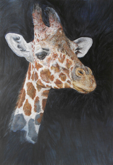 Malerei mit dem Titel "Giraffe/ Watching t…" von Athanasia Karatza, Original-Kunstwerk, Acryl