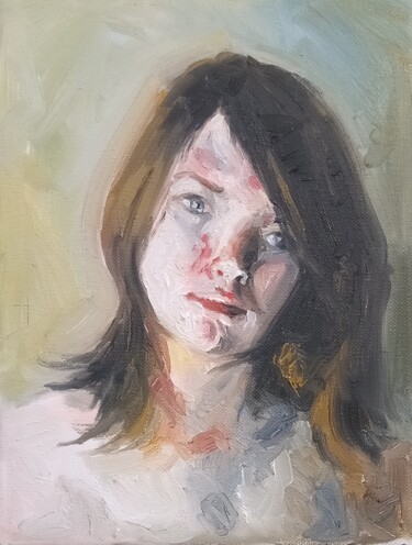 Картина под названием "Woman portrait 8" - Αθανασιος Ξαγαρας, Подлинное произведение искусства, Масло Установлен на Деревянн…