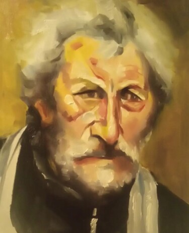 Painting titled "Portrait man" by Athanasios Ksagaras, Original Artwork, Oil