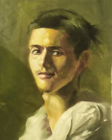 Painting titled "Portrait of man" by Athanasios Ksagaras, Original Artwork, Oil