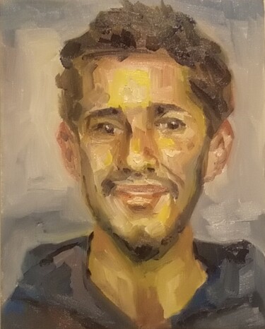 Pintura titulada "Portrait man +90" por Athanasios Ksagaras, Obra de arte original, Oleo Montado en Bastidor de camilla de m…