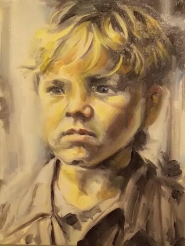 Картина под названием "Boy portrait 1" - Αθανασιος Ξαγαρας, Подлинное произведение искусства, Масло Установлен на Деревянная…