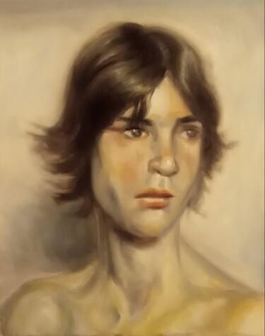 Картина под названием "Portrait man 226" - Αθανασιος Ξαγαρας, Подлинное произведение искусства, Масло Установлен на Деревянн…