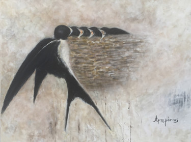 Painting titled "SWALLOW" by Athanasios Artemisios, Original Artwork, Acrylic