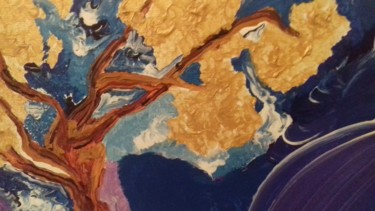 Peinture intitulée "L arbre d Or" par Athena, Œuvre d'art originale, Acrylique