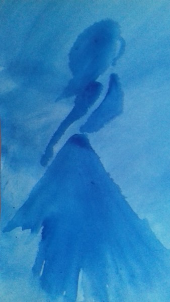 Dessin intitulée "FREEDOM  in  blue" par Athena, Œuvre d'art originale, Encre
